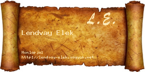 Lendvay Elek névjegykártya